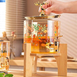 Maxbell Beverage Dispenser 2.6L Wood Stand Water Pitcher for Birthday Holiday bamboo lid