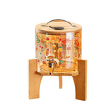 Maxbell Beverage Dispenser 2.6L Wood Stand Water Pitcher for Birthday Holiday bamboo lid