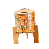 Maxbell Beverage Dispenser 2.6L Wood Stand Water Pitcher for Birthday Holiday bamboo lid