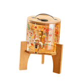 Maxbell Beverage Dispenser 2.6L Wood Stand Water Pitcher for Birthday Holiday bamboo lid