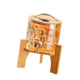 Maxbell Beverage Dispenser 2.6L Wood Stand Water Pitcher for Birthday Holiday bamboo lid