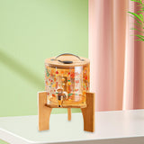 Maxbell Beverage Dispenser 2.6L Wood Stand Water Pitcher for Birthday Holiday bamboo lid