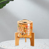 Maxbell Beverage Dispenser 2.6L Wood Stand Water Pitcher for Birthday Holiday bamboo lid