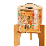 Maxbell Beverage Dispenser 2.6L Wood Stand Water Pitcher for Birthday Holiday bamboo lid