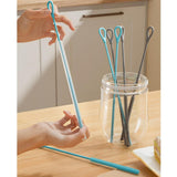 Maxbell 2 Pieces Silicone Straw Cleaner Brushes Reusable for Drinking Straw Keyboard Grey