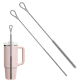 Maxbell 2 Pieces Silicone Straw Cleaner Brushes Reusable for Drinking Straw Keyboard Grey