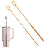 Maxbell 2 Pieces Silicone Straw Cleaner Brushes Reusable for Drinking Straw Keyboard Orange