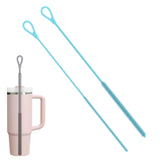 Maxbell 2 Pieces Silicone Straw Cleaner Brushes Reusable for Drinking Straw Keyboard Blue