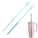 Maxbell 2 Pieces Silicone Straw Cleaner Brushes Reusable for Drinking Straw Keyboard Blue