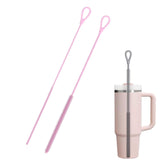 Maxbell 2 Pieces Silicone Straw Cleaner Brushes Reusable for Drinking Straw Keyboard Pink