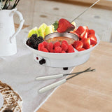 Maxbell Electric Fondue Pot Set EU Plug Kitchen Gadgets for Dippings Entrees Candies White