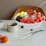Maxbell Electric Fondue Pot Set EU Plug Kitchen Gadgets for Dippings Entrees Candies White