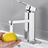 Maxbell Waterfall Bathroom Sink Tap Mixer Bathroom Faucet for Sink Farmhouse Silver