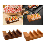 Maxbell Wood Sushi Tacos Holder Decor Display Stand for Food Themed Party Restaurant Deep Brown