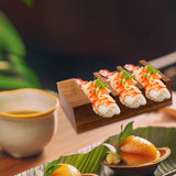 Maxbell Wood Sushi Tacos Holder Decor Display Stand for Food Themed Party Restaurant Deep Brown
