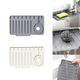 Maxbell Drain Tray Waterproof Accessories Silicone Countertop Sturdy Sink Drying Mat Gray
