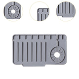 Maxbell Drain Tray Waterproof Accessories Silicone Countertop Sturdy Sink Drying Mat Gray