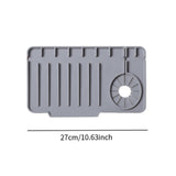 Maxbell Drain Tray Waterproof Accessories Silicone Countertop Sturdy Sink Drying Mat Gray