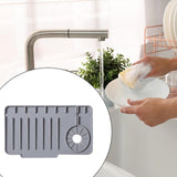 Maxbell Drain Tray Waterproof Accessories Silicone Countertop Sturdy Sink Drying Mat Gray