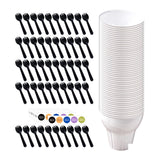 Maxbell 50 Pieces Reusable Plastic Ice Cream Bowls Set Accessory Frozen Yogurt Bowls