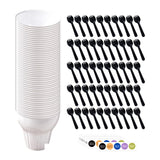 Maxbell 50 Pieces Reusable Plastic Ice Cream Bowls Set Accessory Frozen Yogurt Bowls