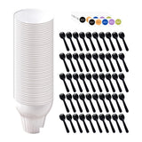 Maxbell 50 Pieces Reusable Plastic Ice Cream Bowls Set Accessory Frozen Yogurt Bowls
