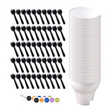 Maxbell 50 Pieces Reusable Plastic Ice Cream Bowls Set Accessory Frozen Yogurt Bowls