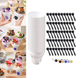 Maxbell 50 Pieces Reusable Plastic Ice Cream Bowls Set Accessory Frozen Yogurt Bowls
