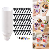 Maxbell 50 Pieces Reusable Plastic Ice Cream Bowls Set Accessory Frozen Yogurt Bowls