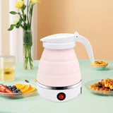 Maxbell Portable Folding Electric Kettle Foldable Water Kettle for Tea Coffee Picnic Pink
