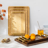 Maxbell Serving Tray Portable Bamboo with Handle Bathroom Tray for Hotel Fruit Cafes S