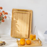 Maxbell Serving Tray Portable Bamboo with Handle Bathroom Tray for Hotel Fruit Cafes M