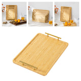 Maxbell Serving Tray Portable Bamboo with Handle Bathroom Tray for Hotel Fruit Cafes M