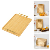 Maxbell Serving Tray Portable Bamboo with Handle Bathroom Tray for Hotel Fruit Cafes L