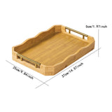 Maxbell Bamboo Serving Tray Breakfast Multipurpose Dinner Tea Tray with Metal Handle S Wood Color