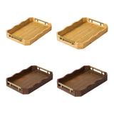 Maxbell Bamboo Serving Tray Breakfast Multipurpose Dinner Tea Tray with Metal Handle S Wood Color