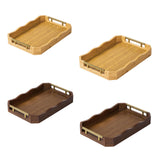 Maxbell Bamboo Serving Tray Breakfast Multipurpose Dinner Tea Tray with Metal Handle S Wood Color