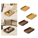 Maxbell Bamboo Serving Tray Breakfast Multipurpose Dinner Tea Tray with Metal Handle S Wood Color