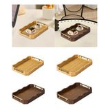 Maxbell Bamboo Serving Tray Breakfast Multipurpose Dinner Tea Tray with Metal Handle S Wood Color