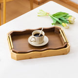 Maxbell Bamboo Serving Tray Breakfast Multipurpose Dinner Tea Tray with Metal Handle S Wood Color