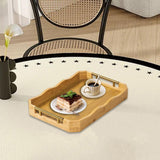 Maxbell Bamboo Serving Tray Breakfast Multipurpose Dinner Tea Tray with Metal Handle S Wood Color