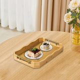 Maxbell Bamboo Serving Tray Breakfast Multipurpose Dinner Tea Tray with Metal Handle S Wood Color