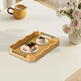 Maxbell Bamboo Serving Tray Breakfast Multipurpose Dinner Tea Tray with Metal Handle S Wood Color