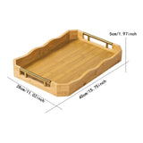 Maxbell Bamboo Serving Tray Breakfast Multipurpose Dinner Tea Tray with Metal Handle L Wood Color