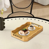 Maxbell Bamboo Serving Tray Breakfast Multipurpose Dinner Tea Tray with Metal Handle L Wood Color
