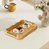 Maxbell Bamboo Serving Tray Breakfast Multipurpose Dinner Tea Tray with Metal Handle L Wood Color