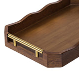 Maxbell Bamboo Serving Tray Breakfast Multipurpose Dinner Tea Tray with Metal Handle S Brown