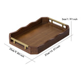 Maxbell Bamboo Serving Tray Breakfast Multipurpose Dinner Tea Tray with Metal Handle S Brown