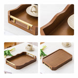 Maxbell Bamboo Serving Tray Breakfast Multipurpose Dinner Tea Tray with Metal Handle S Brown