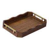 Maxbell Bamboo Serving Tray Breakfast Multipurpose Dinner Tea Tray with Metal Handle S Brown